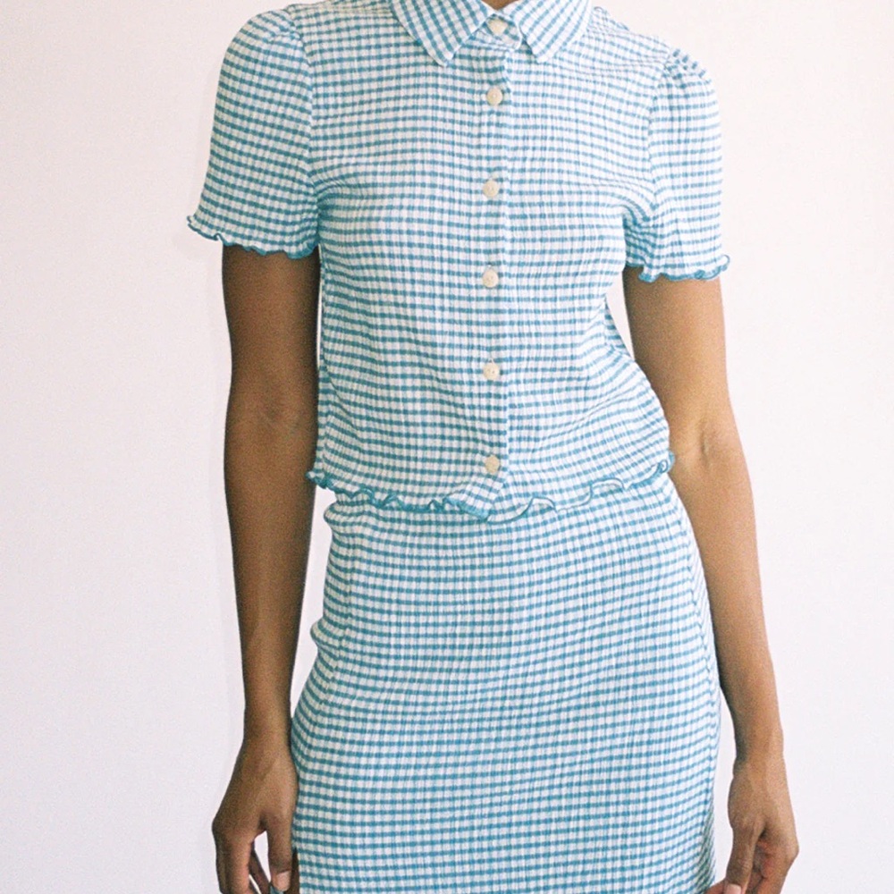 Lisa Says Gah Blue Gingham Set